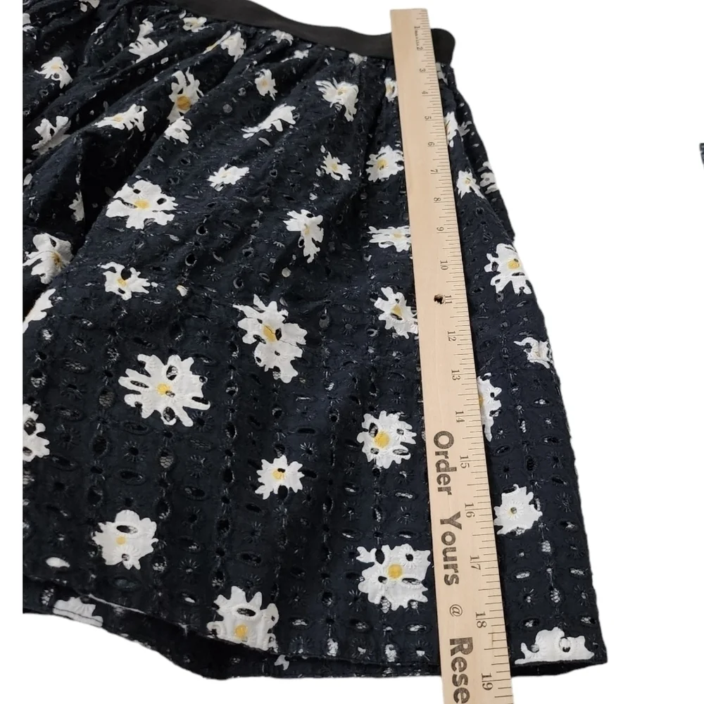 Maje Crop‎ Top & Skirt Set Outfit Size 3 Large Black Daisy Print Boho Beach